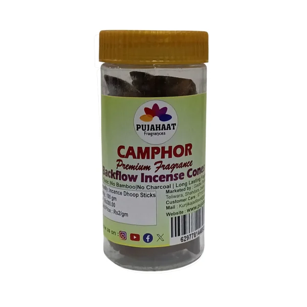 Pujahaat Premium Back Flow Dry Dhoop cones Incense Scented Smoke Cones / Dhoop for Smoke Fountains - Camphor (Kapoor) Fragrance - Image 3