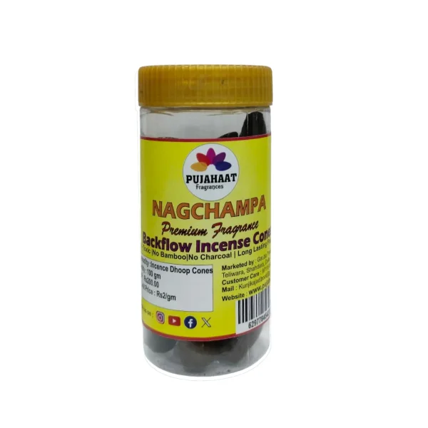 Pujahaat Premium Back Flow Dry Dhoop cones Incense Scented Smoke Cones / Dhoop for Smoke Fountains - Nagchampa Fragrance - Image 2