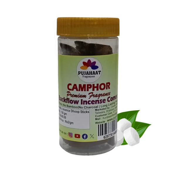 Pujahaat Premium Back Flow Dry Dhoop cones Incense Scented Smoke Cones / Dhoop for Smoke Fountains - Camphor (Kapoor) Fragrance - Image 2