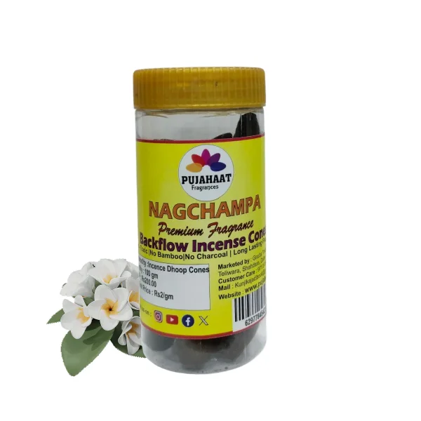 Pujahaat Premium Back Flow Dry Dhoop cones Incense Scented Smoke Cones / Dhoop for Smoke Fountains - Nagchampa Fragrance - Image 3