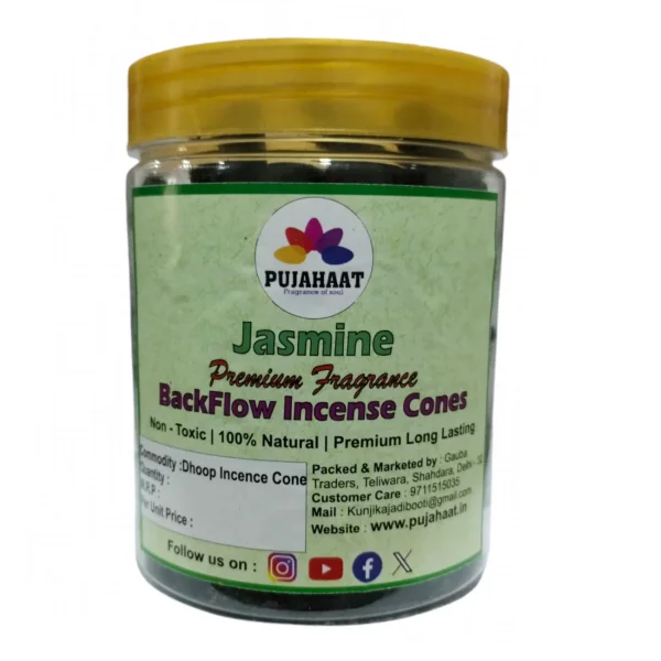 Jasmine Fragrance Premium Scented Backflow Incense Dhoop Cone by Pujahaat - Image 2