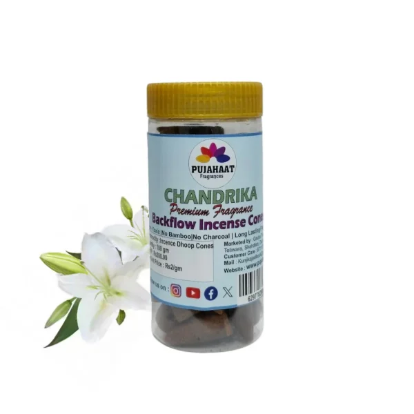 Pujahaat Premium Back Flow Dry Dhoop cones Incense Scented Smoke Cones / Dhoop for Smoke Fountains - Chandrika Fragrance - Image 3