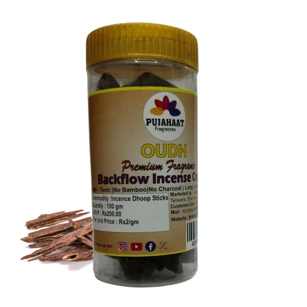 Pujahaat Premium Back Flow Dry Dhoop cones Incense Scented Smoke Cones / Dhoop for Smoke Fountains - Oudh Fragrance - Image 3