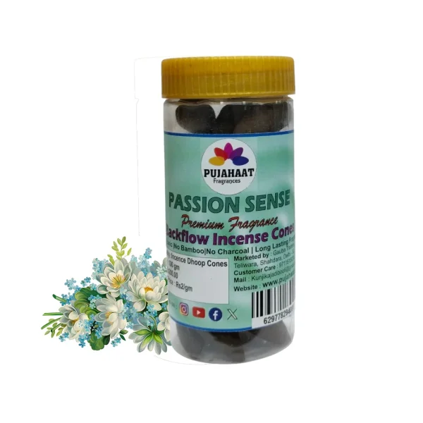 Pujahaat Premium Back Flow Dry Dhoop cones Incense Scented Smoke Cones / Dhoop for Smoke Fountains - Passion Senses Fragrance - Image 2