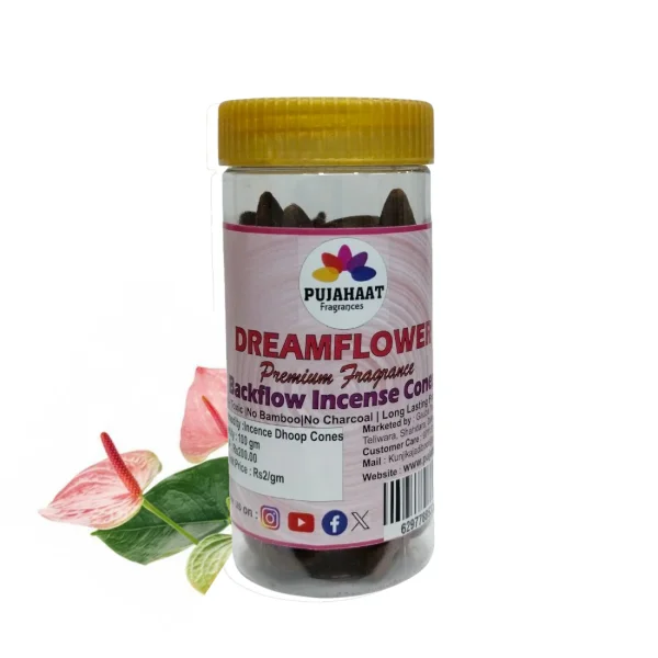 Pujahaat Premium Back Flow Dry Dhoop cones Incense Scented Smoke Cones / Dhoop for Smoke Fountains - Dreamflower Fragrance - Image 3