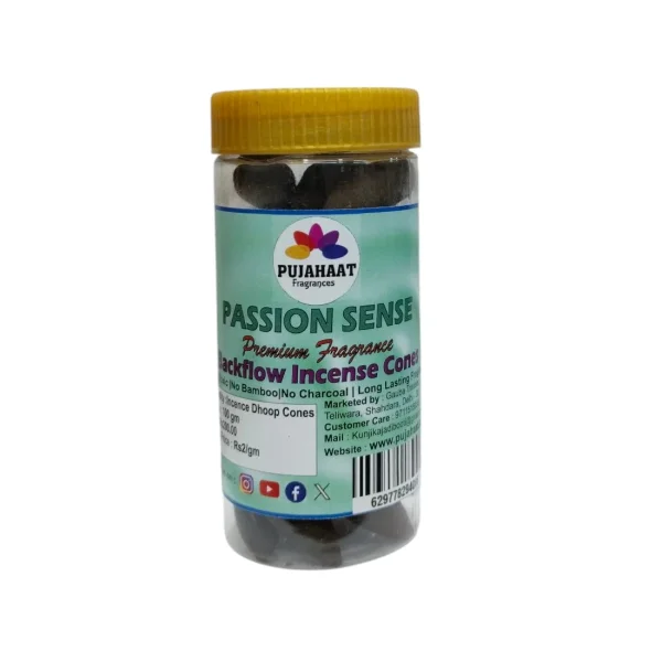 Pujahaat Premium Back Flow Dry Dhoop cones Incense Scented Smoke Cones / Dhoop for Smoke Fountains - Passion Senses Fragrance - Image 3