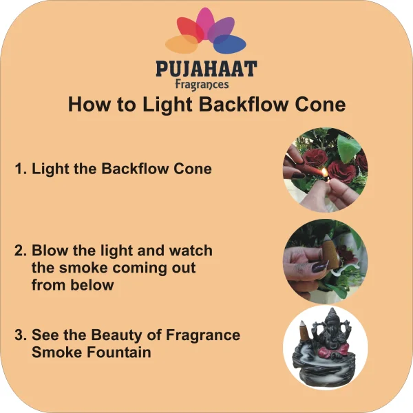 Pujahaat Premium Back Flow Dry Dhoop cones Incense Scented Smoke Cones / Dhoop for Smoke Fountains - Dreamflower Fragrance - Image 4
