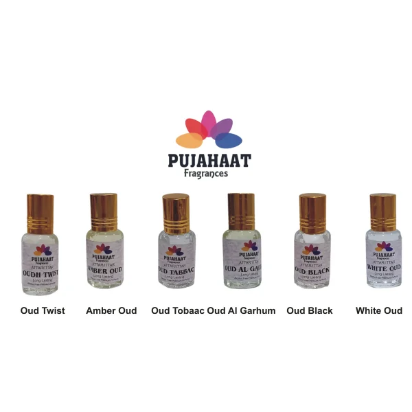 Pujahaat Premium Alcohol-Free Attar Gift Pack Of 6 Oudh Attar Combo Ittar Perfume - Image 3