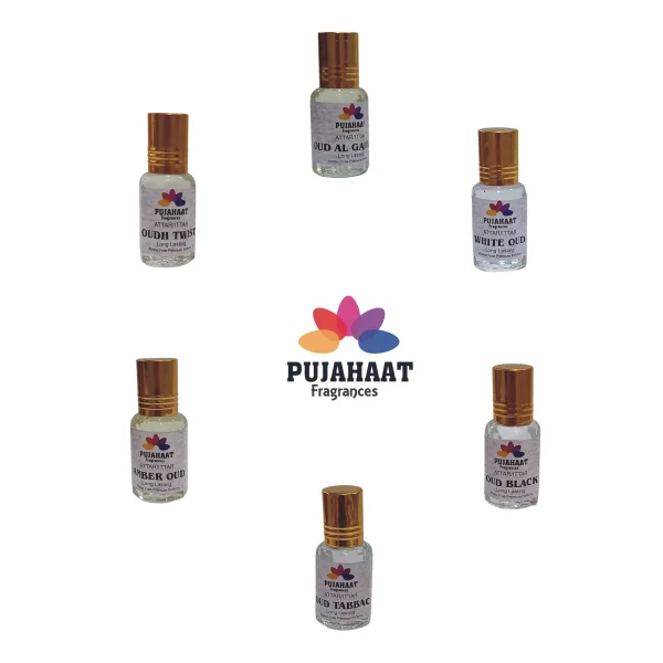 Pujahaat Premium Alcohol-Free Attar Gift Pack Of 6 Oudh Attar Combo Ittar Perfume - Image 4