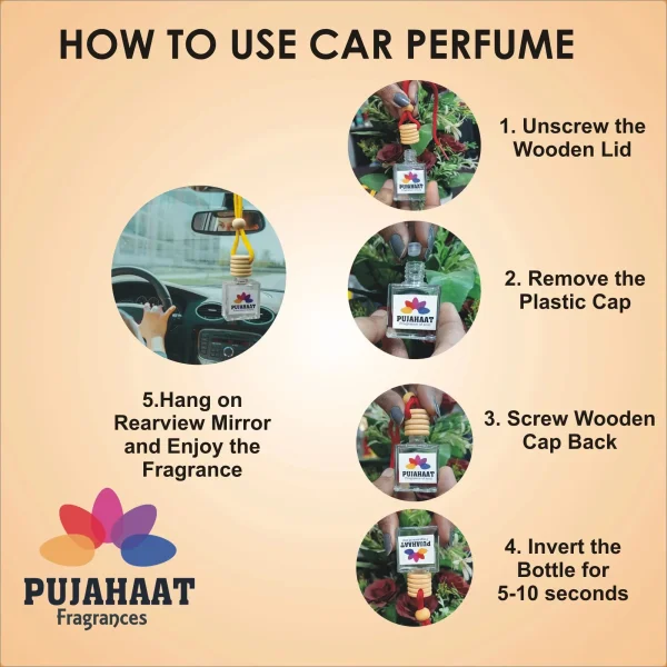Pujahaat Car Perfume 3 pcs Combo Hanging Pod 10ml Premium Fragrance - Image 3