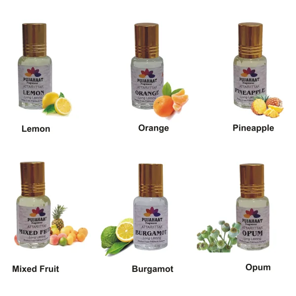 Pujahaat Premium Alcohol-Free Attar Gift (Pack Of 6) Perfume Combo