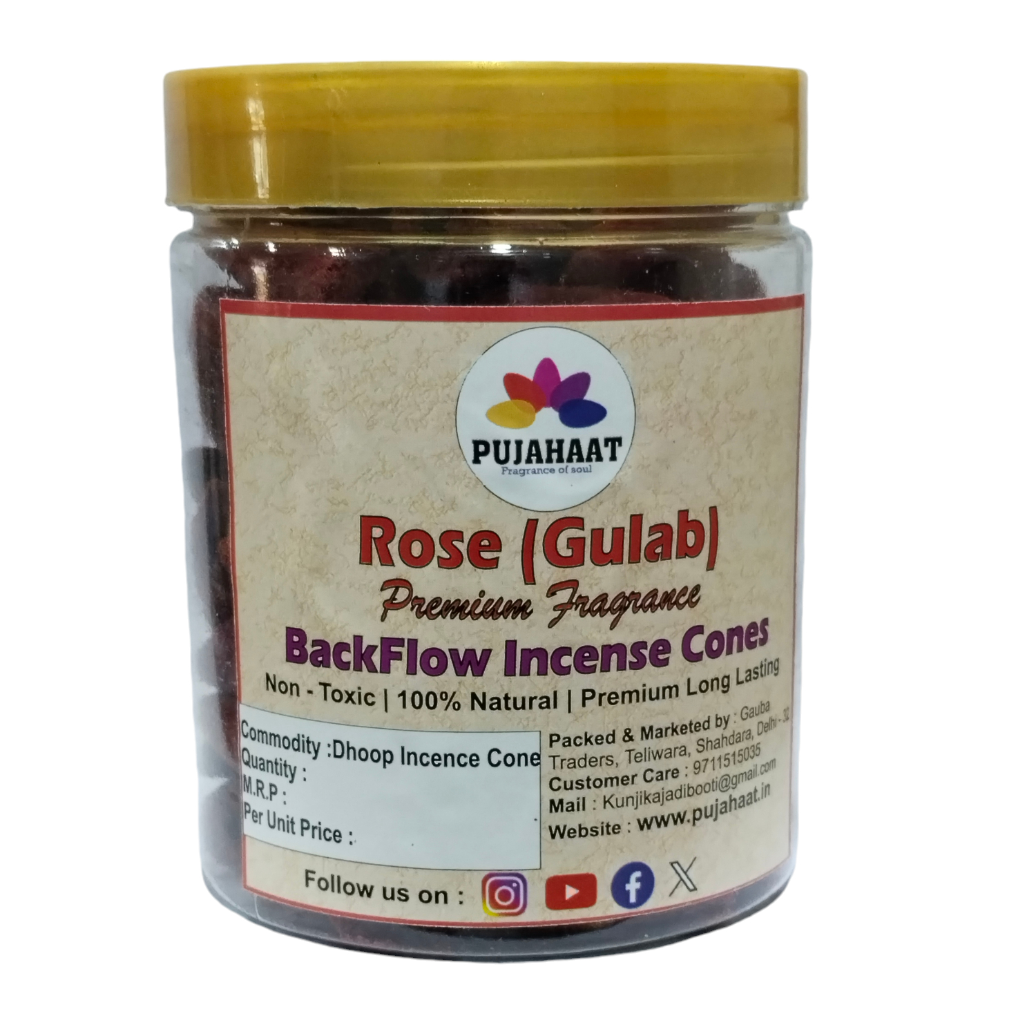 Pujahaat Rose Fragrance Backflow Incense Cones | 100g - 200g | Pooja & Meditation - Image 5